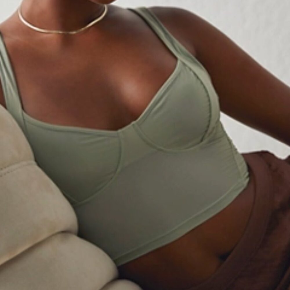 Free People sage green corset crop top